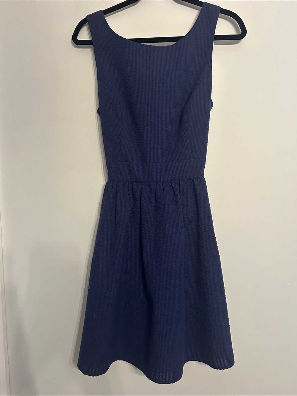 Lauren James Navy Sleeveless Backless Fit-and-Flare Dress